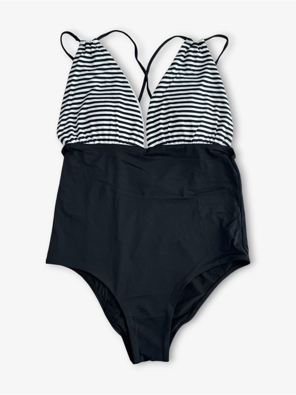 Sunn‎ Lab Swim Colorblock One Piece Swimsuit Black White Striped S